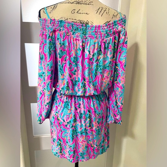 🍂 Lilly Pulitzer Blue and Pink Dress  & romper EUC - Picture 7 of 10